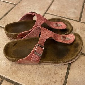 Girls pink Glitter Gizeh Birkenstock sandals Sz 35